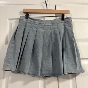 Y2K Light Blue Denim Skater Skirt
